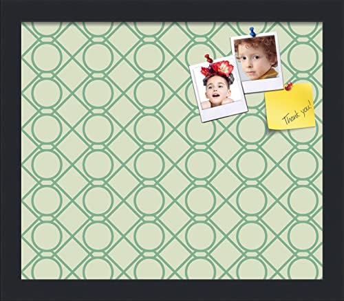 PinPix 14x12 inch Cork Bulletin Board. This Decorative Framed Pin Board Comes with Diamond Pattern in Green Design and Satin Black. Ideal for Home, Office Decor or School (PinPix-586) by PinPixBulletinBoards
