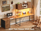 SEDETA Reversible Farmhouse L Shaped Office Desk with Drawer, Hutch - Image 3