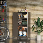 COFaR Metal Pantry Cabinet with Doors, Farmhouse 61'' Tall Storage Cabinet with 3 Adjustable Shelves, Kitchen Pantry Cabinet for Dinning Room, Garage, Laundry, Bathroom, Black 4-Tier - Image 3