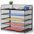 A4/Legal/Letter Size，5 Tier Mesh Letter Tray File Organizer,15.2 x 9.5 x 13.4 inches,Office File Folder Holder,Space Saving,Black by Vanulee