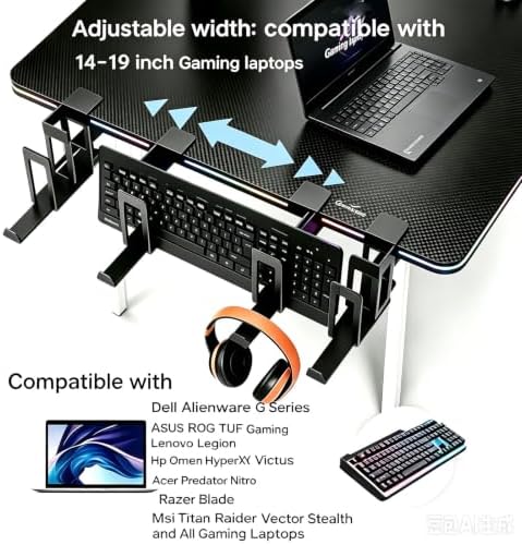 Desk Side Storage Gaming Laptop Holder,Clamp-on Vertical Notebook Stand - Image 5