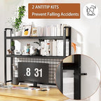 HUATOL Desktop Bookshelf for Computer Desk, 2-Tier Multipurpose Wood Countertop Bookshelf, Wooden Desktop Bookcase, Multipurpose Freestanding Storage Rack Display Shelf for Office, Home Decor, Black - Image 7