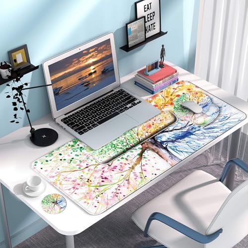 Desk Mat Set Keyboard and Mouse Pad with Wrist Rest Support - Image 4
