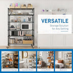 6 Tier Storage Racks Shelving, Heavy Steel Pantry Shelves, Adjustable Wire Shelving Rack with Wheels, Suitable for Garage, Kitchens, Bathroom, Offices, 46" W x 17.7" D x 82" H, Black - Image 5