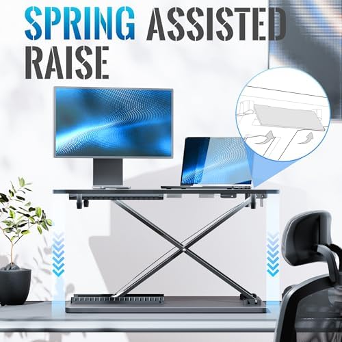 Standing Desk Converter, 25.16" × 15.75" Height Adjustable Laptop Stand for Desk, Sit Stand Monitor Stand, No Assembly Required for Home and Office Use (Black) - Image 5
