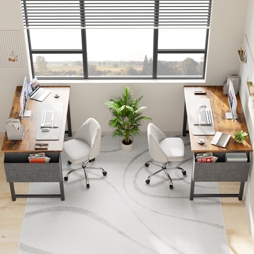 OLIXIS 47 Inch Computer Office Desk for Small Spaces, Writing Gaming Work Desk Modern Study Table with Storage Bag & Headphone Hook Home Bedroom, Rustic Brown - Image 4