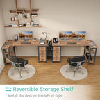 Lufeiya L Shaped Computer Desk with Drawers & Storage Shelves, 63 Inch Corner Desk with Power Outlet for Home Office Bedroom, L-Shaped Teen PC Gaming Desks with Fabric Drawer, Rustic Brown - Image 4