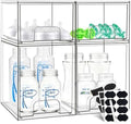 Baby Bottle Organizer, Stackable Storage Drawers with Label, Clear Station Organizers Container for Pacifiers, Pump Parts, Desk Organizer Bins for Bathroom, Cabinet, Pantry, Vanity, Countertop, 4 Pack by Qunland