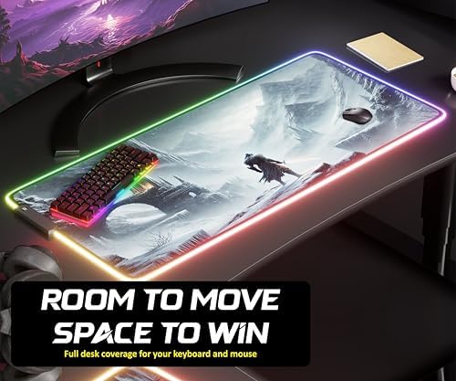 Gaming Mouse Pad - Desk Mat Gaming Mouse Pad, 90x40 Medium Extra Large Extended Big Long Huge XL XXL and XXXL RGB LED Light Mousepad for a Computer, PC Mats Mousepads Frostblade Warrior - Image 7