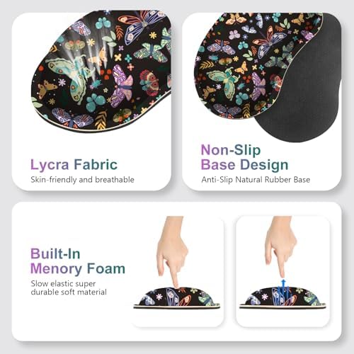 Desk Mat Pad, Gaming Mouse Pad Wrist Support Set, 4 in1 Non-Slip XXL Large Mousepad + Ergonomic Keyboard Wrist Rest+Mouse Wrist Rest+Coaster for Home Office Computer I Colorful Butterfly - Image 6