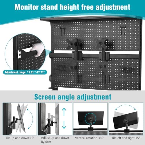 Desk Pegboard, 40 X 34 Inch Desk Pegboard System Monitor Stands Computer Accessories Clamp On Desk Organizer for Office Gaming Desk Workbench - Image 4