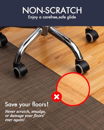 BARoyal Office Chair Mat for Hardwood Floor Under Desk Computer Rolling Chair Mat for Wood/Tile Floor Non-Slip Heavy Duty Desk Rug PVC Plastic Hard Floor Protector 36" x 48"(Coffee) - Image 2