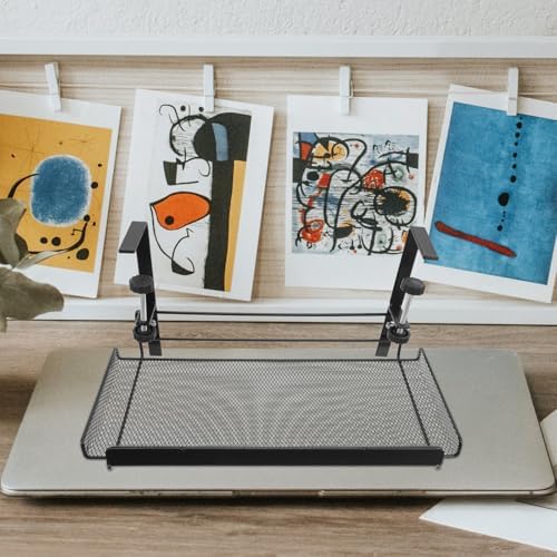 ibasenice Under Desk Shelf: Metal Storage Rack with Clamp Desk Cable Management Tray Organizer Basket for Cables Papers and Office Tables Supplies Black - Image 6