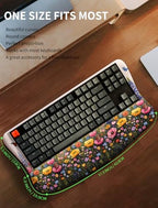 Ergonomic Wave Wrist Rest with Keyboard Stand, Cushioned Palm Rest, Comfortable Integrated Memory Foam for Natural Typing and Relieve Wrist Pain, Flowers and Butterflies - Image 6