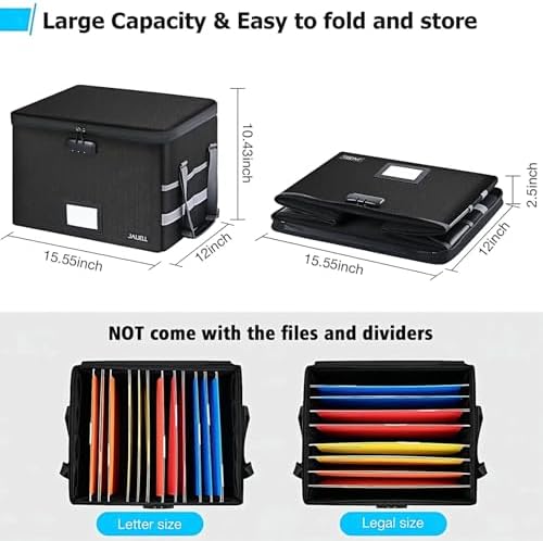 Fireproof File Box with Lock, Document Storage Organizer with Lid, Handle - Image 6