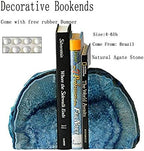 JIC Gem Blue Agate Geode Bookends Heavy Duty Rubber Bumpers 1 Pair 4-6 Lbs - Image 3