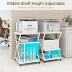 Natwind 3 Tier Large Printer Table, 19.7"x19.7", Height Adjustable,White - Image 4