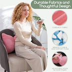 HIGOGOGO Lumbar Support Pillow for Recliner Chair, Bow Knot Shaped Back Support Cushion, Striped Corduroy Soft Decorative Lumbar Pillow for Office Chair, Sofa, Car, Bed, Living Room - Pink - Image 4