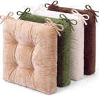 Geetery 4 Pack Velvet Chair Cushions for Dining Chairs, 16" x 16" Soft Velvet Chair Pads with Ties Comfy Solid Seat Cushion Party Home Office Living Room Outdoor Indoor (Morandi) by Geetery