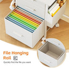 3-Drawer Mobile File Cabinet with 22" Wide Printer Stand, Fabric Under Desk Filing Cabinet with Side Bag & Headphone Hook, Fits Letter/A4 Size Hanging File Folders, Rolling Home Office Organizer,White - Image 6