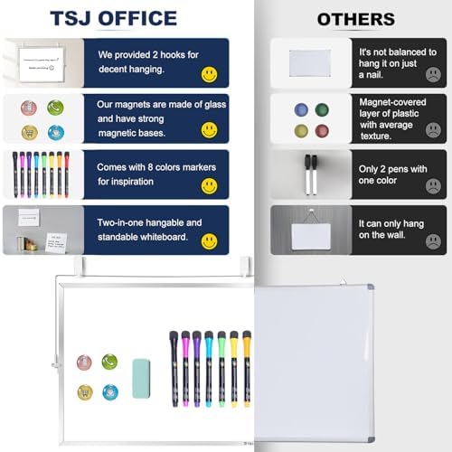 TSJ OFFICE Small White Board - 18 X 14 Inches Silver Framed Dry Erase Board - Image 3