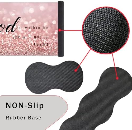 Keyboard Wrist Rest and Mouse Pad with Wrist Support Set Ergonomic Coaster,Memory Foam,Easy Typing Pain Relief,Large XL Desk Mat 31.5"x 11.8",Rose Gold Glitter Quote Bible Verse Psalm 46-5 - Image 3