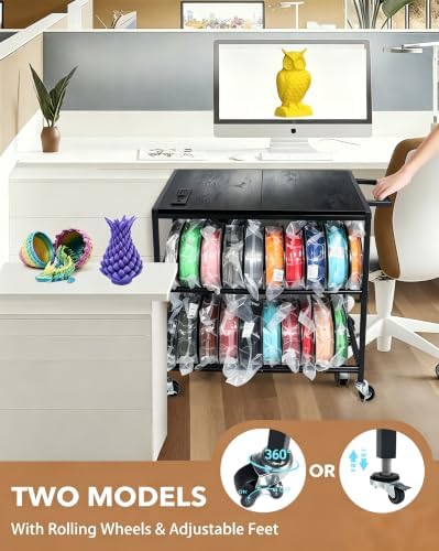 Small 3D Printer Stand Cart with Outlet, Wheels & Filament Storage Rack - Image 4