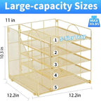 OPNICE Desk Organizer, 5-Tier Paper Organizer Letter Tray, Gold - Image 6