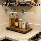 16" Acacia Wood Riser Pedestal Stand, Farmhouse Large Display Riser for Kitchen Counter Bathroom Sink, Multi-purpose Wood Stand for Plant, Candle, Jewelry, Vanity Tray, Coffee Bar Decor - Image 5