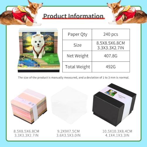 3D Calendar 2027,3D Time Piece Calendar 2027,Backpack Cute Dog Tear-Off Paper Sculpture Desk Calendars,3D Desk Calendar 2027,3D Memo Pad,Christmas Gift,New Year Gift (Backpack Cute Dog) - Image 3