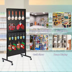 NectaCol 2'x 5' Standing Pegboard Display with T-Base, Pegboard Display Stand with Wheels, Metal Peg Board Display Rack, Art Display Stand, Extra 10 Pieces Hooks - Black - Image 5