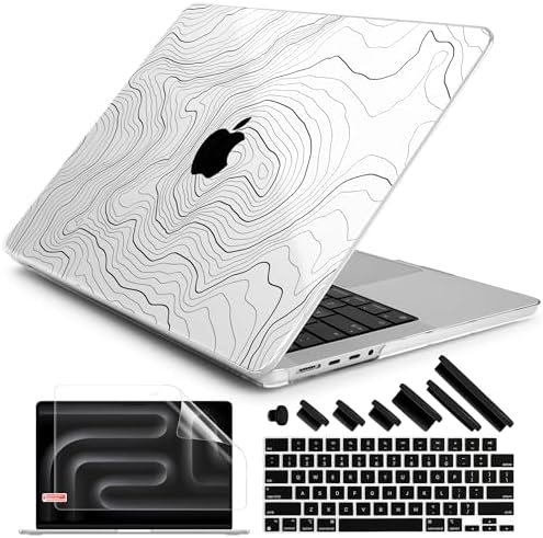 DONGKE Compatible with MacBook Pro 16 Inch Case (2026-2021 Release, M5 M4 M3 M2 M1 Pro/Max Chip), Plastic Hard Shell with Keyboard Cover & Screen Protector for MacBook Pro 16", Clear Maps by DONGKE