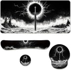 Fantasy Sword Desk Mat Set Dark Eclipse Ocean Storm Mouse Pad with Wrist Rest 4in1 Desk Mat for Desktop Ergonomic Computer Desk Arm Wrist Anti-Slip Computer Ergonomic Mouse Pad Home Office Gaming by Unknown