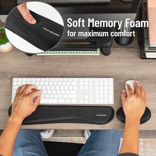 Mind Reader Ergonomic Keyboard and Mouse Wrist Rest Sets, Gaming Accessory, Memory Foam, 16.75" L x 3" W x 0.75" H, 6 pcs, Black - Image 4