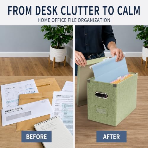 File Organizer Box with 15 Hanging File Folders, Lift-Off Lid - Image 5