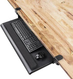EHO Large Ergonomic C-Clamp Keyboard Tray Mount Under Desk with Wrist Rest, Slide-Out Platform 27.5" (31.8" Including Clamps) x 12.5", Pull Out Keyboard & Mouse Tray for Home or Office, Black by EHOPrime