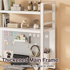2-Tier Dorm Desk Hutch Top Only Desktop Bookshelf Metal Storage Display Rack Countertop Organizer Over Computer Desk Shelf for Dorm Office with Pegboard and Hooks Set,Black,W 22″/55cm - Image 6