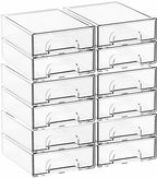 Yieach 12 Pack Clear Stackable Storage Drawers,2.2'' Acrylic Drawer Organizers for Countertop,Office Supply Organizer and Makeup Organizer,Small Plastic Drawers For Pen,Art Crafts Storage,Stationary by Yieach
