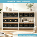 Bagnizer 2 Pack Tall Plastic Storage Bins with Bamboo Lids, 10.8qt Stackable Storages Baskets for Organizing Desktop Closet Playroom Classroom Office, 12"L x 8.3"W x 6.1"H, Black - Image 6