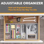 SpaceAid 7-Piece Bamboo Drawer Organizer Storage Boxes Set, Wood Tray Junk Drawer Organizers Multi-Use Divider Bins for Kitchen, Bathroom, Office Desk and Makeup Organization (7 Pack, Gray) - Image 5