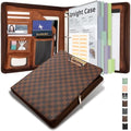 Clipboard with Storage for Men Women, Leather Padfolio Portfolio with Zipper, 1 Inch 3 Ring Binder 5 Dividers, Notepad for Letter Size, Elastic Closure and Pen Loop, Card Slot，Brown by KLLVE