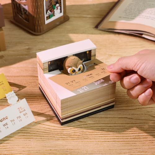 3D Memo Pad, 3D Calendar 2027, Time Piece Calendar, Tear-Off Calendars 2027, 3D Paper Carving Art Memo Pad, Art Carving Sticky Notes for Office Home Gifts Ornaments (Owl) - Image 4