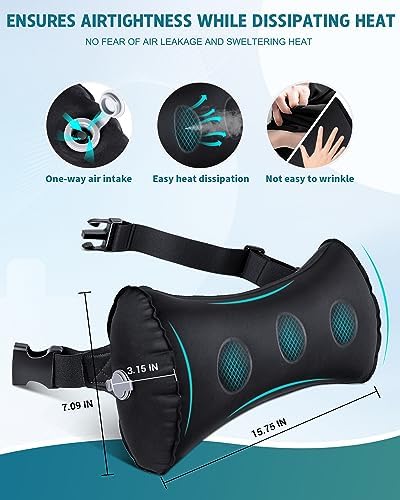 Inflatable Lumbar Pillow for Airplane Travel Lumbar Support Pillow for Car, Office Chair Back Support Office Chair Back Support for Reducing Lower Back Pain (Black) - Image 3