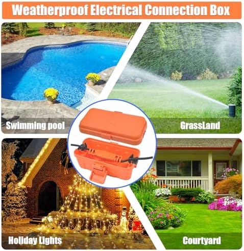 Hrensaw Small Weatherproof Electrical Connection Box(6 x 3.5 x 2.2inch),Outdoor Electrical Box,Waterproof Extension Cord Covers for Plug, Extension Cables, Holiday Lights,Orange (Pack of 2) - Image 6
