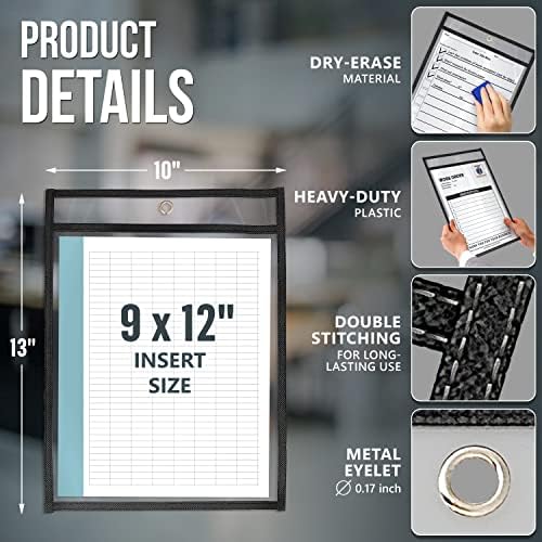 50 Pack Job Ticket Holders 9x12 Heavy Duty - Automotive Work Order Plastic Sleeves - Clear Shop Ticket Holders - Repair Order Sleeves - Plastic Sleeve for Paper - Dry Erase Pockets - Work Order Folder - Image 2