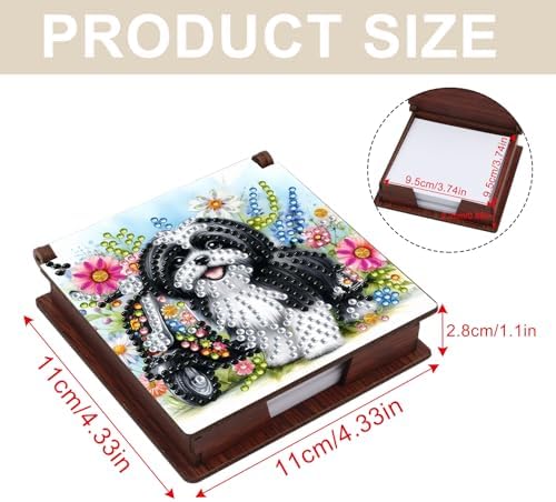 4pcs Flower Landscape Diamond Art Painting Note Box for Adults, Wooden DIY Sticky Notes Holder Kit with 640 Blank Notepads, Multi-Purpose Desk Organizer for Home Office, Study Thoughtful Gift - Image 5