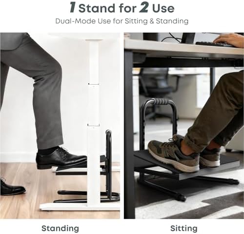 Height Adjustable Foot Rest - Relief Platform for Standing and Sitting, Ergonomic Under Desk Footrest with Non-Slip Surface, 6 Height Settings, Sturdy Metal Frame, Easy Assembly, Black - Image 2