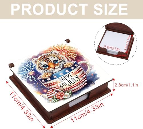 4Pcs Sticky Note Holder Diamond Art Painting Wooden Post Note Dispenser Memo Paper Storage Box with 160 Sticky Notes Desk Office Accessories-01 - Image 3