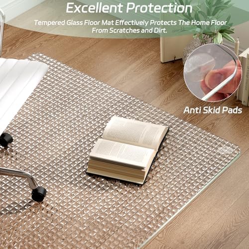 GLSLAND 36"x46" Tempered Glass Chair Mat – Checkered Patterned - Image 4