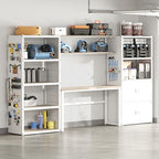 FLEXIMOUNTS 117"L Modular Garage Storage Cabinet with Workbench, White by FLEXIMOUNTS